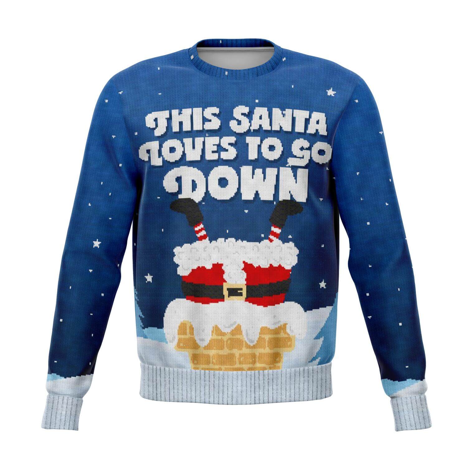 Fun Xmas Sweatshirt - This Santa Loves to Go Down - front view