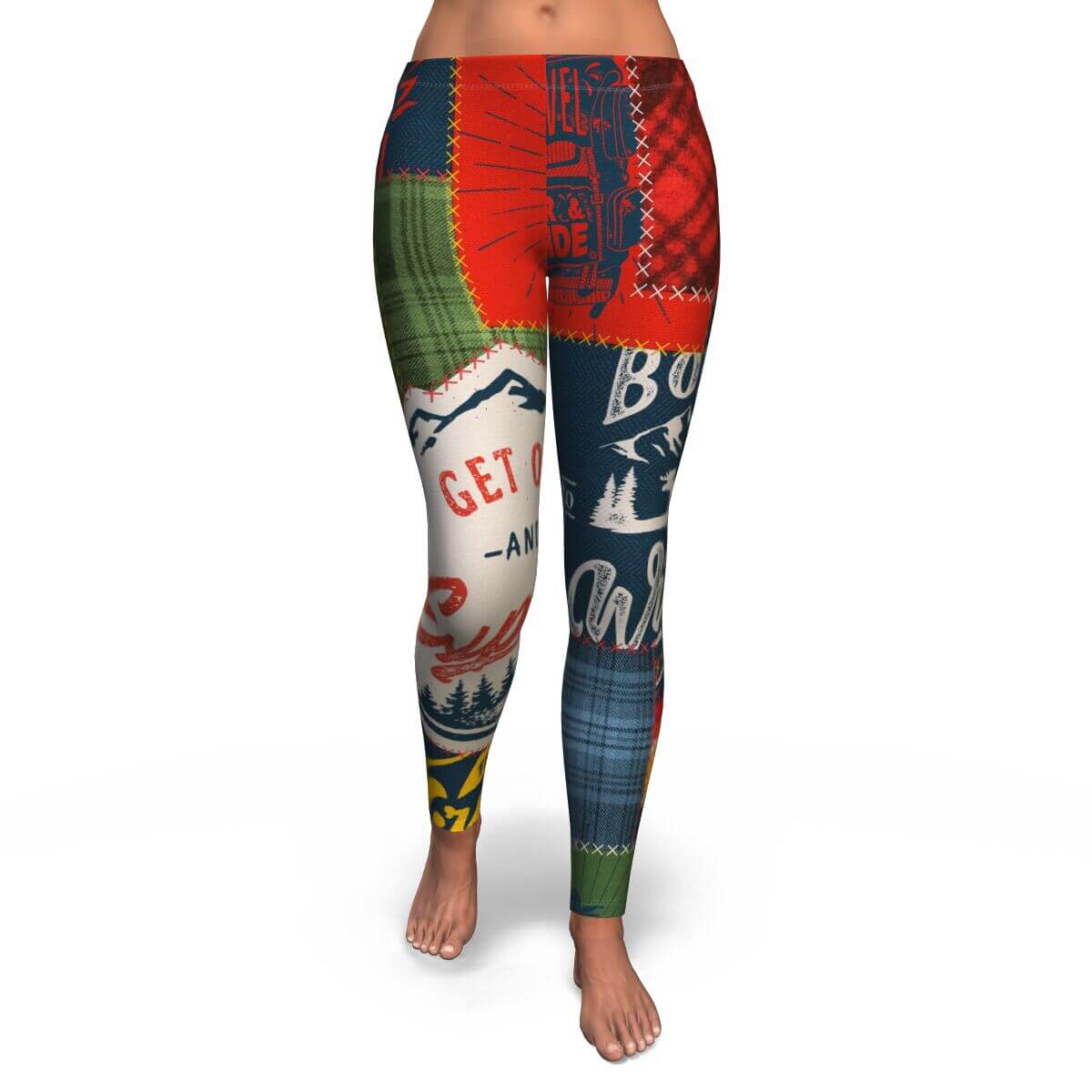 Camping Patchwork #1 Athletic Leggings - front