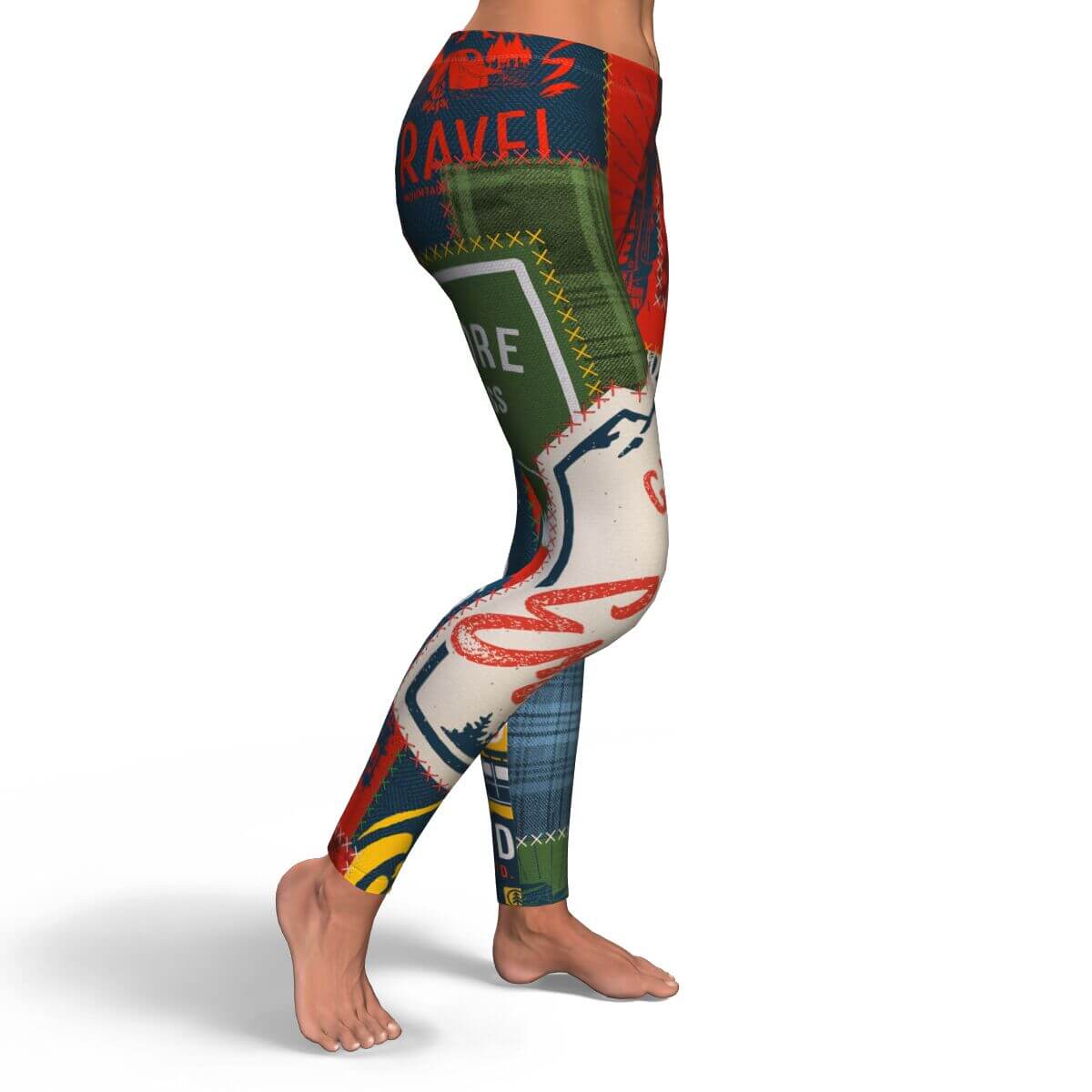 Camping Patchwork #1 Athletic Leggings - right