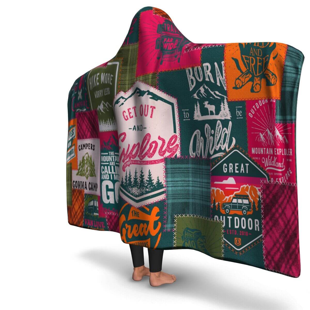 Camping Patchwork #2 - Hooded Blanket - right