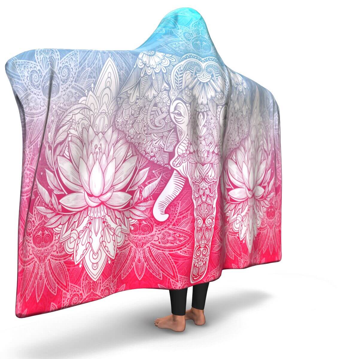 Elephant Mandala #3 - Hooded Blanket - left