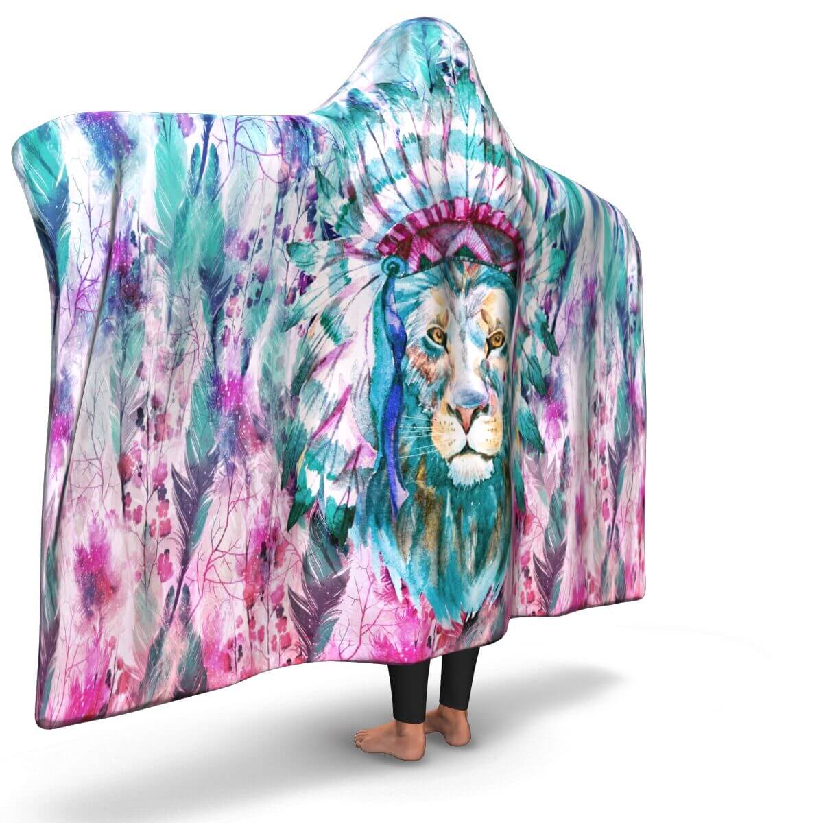 Hippie Lion - Hooded Blanket - left