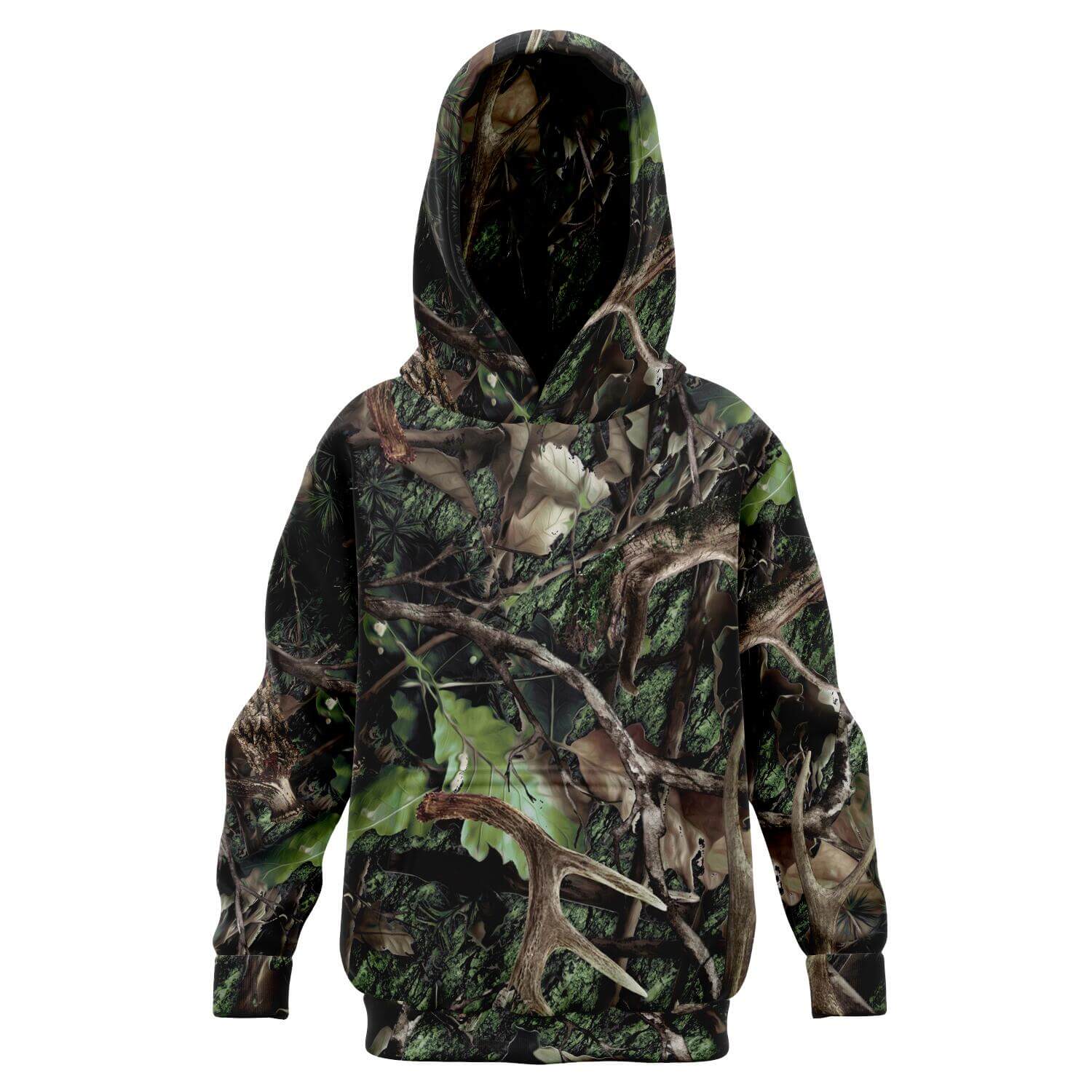 Kids Hoodie - Green Camouflage - front