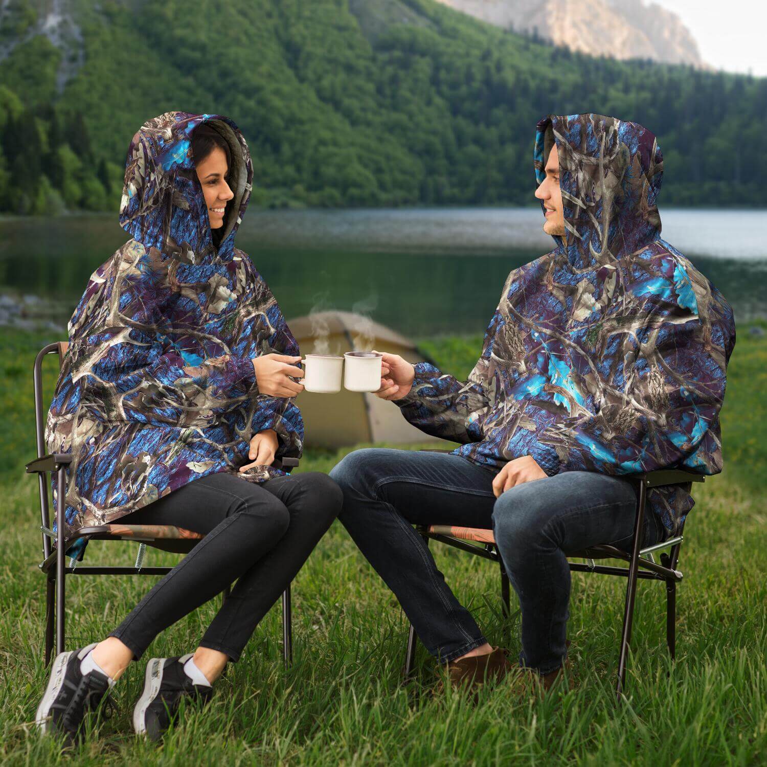 Snug Hoodie - Turquoise Hunting Camouflage - male - female - camping