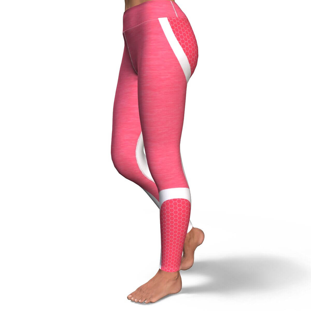 Hexagon Pink Yoga Leggings - left