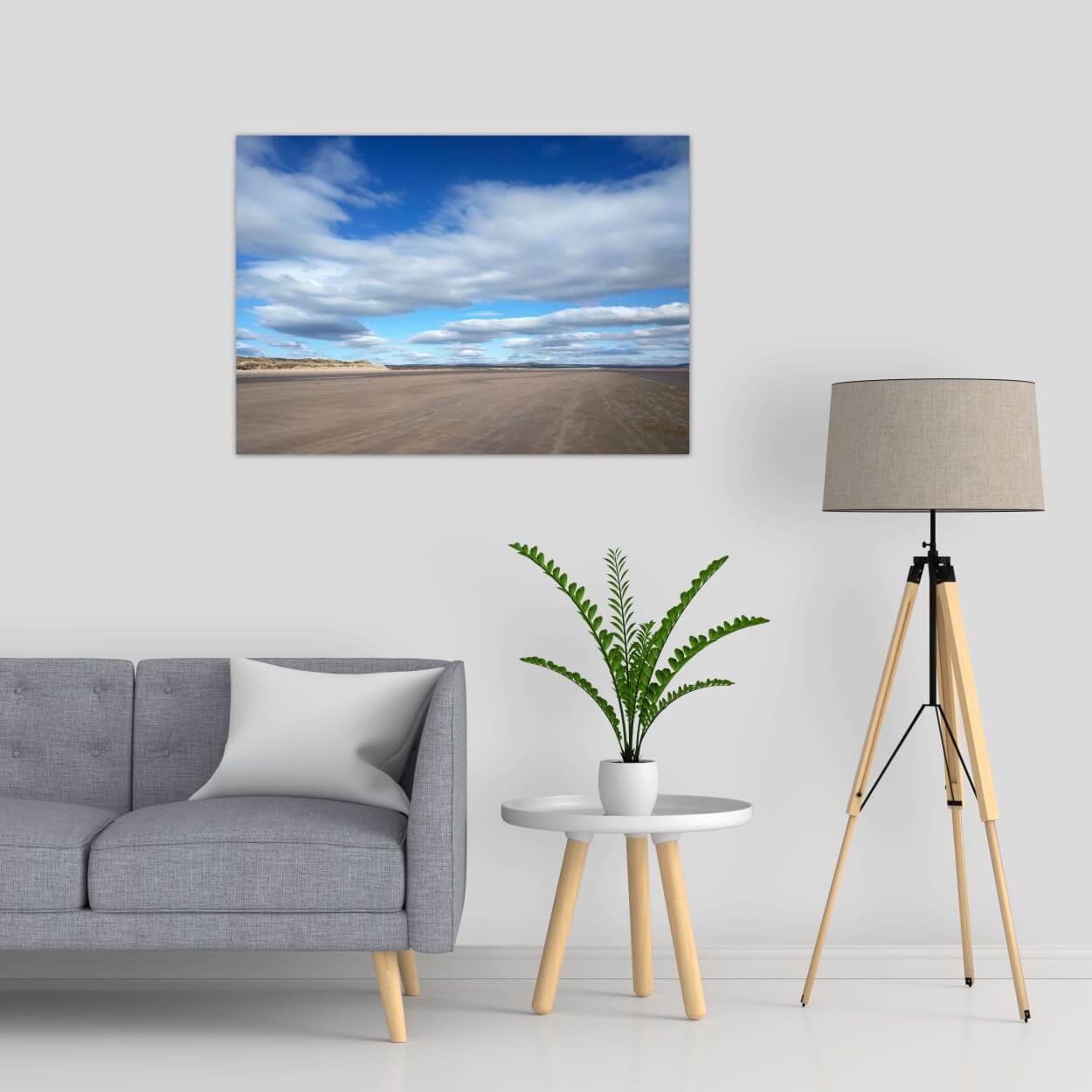 Big-Blue-Sky-Sandhead-Beach-Flag-Luce-Bay-Canvas-Wall Art