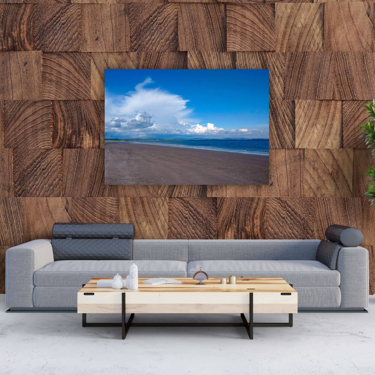 Canvas Wall Art Sandhead-Beach-Luce-Bay-Big-Clouds-Blue-Sky