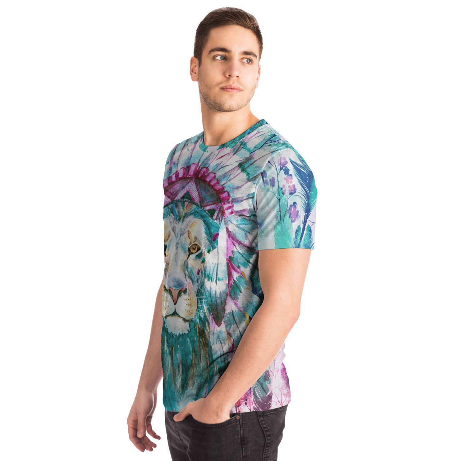 Hippie-Lion-T-Shirt-male-side1