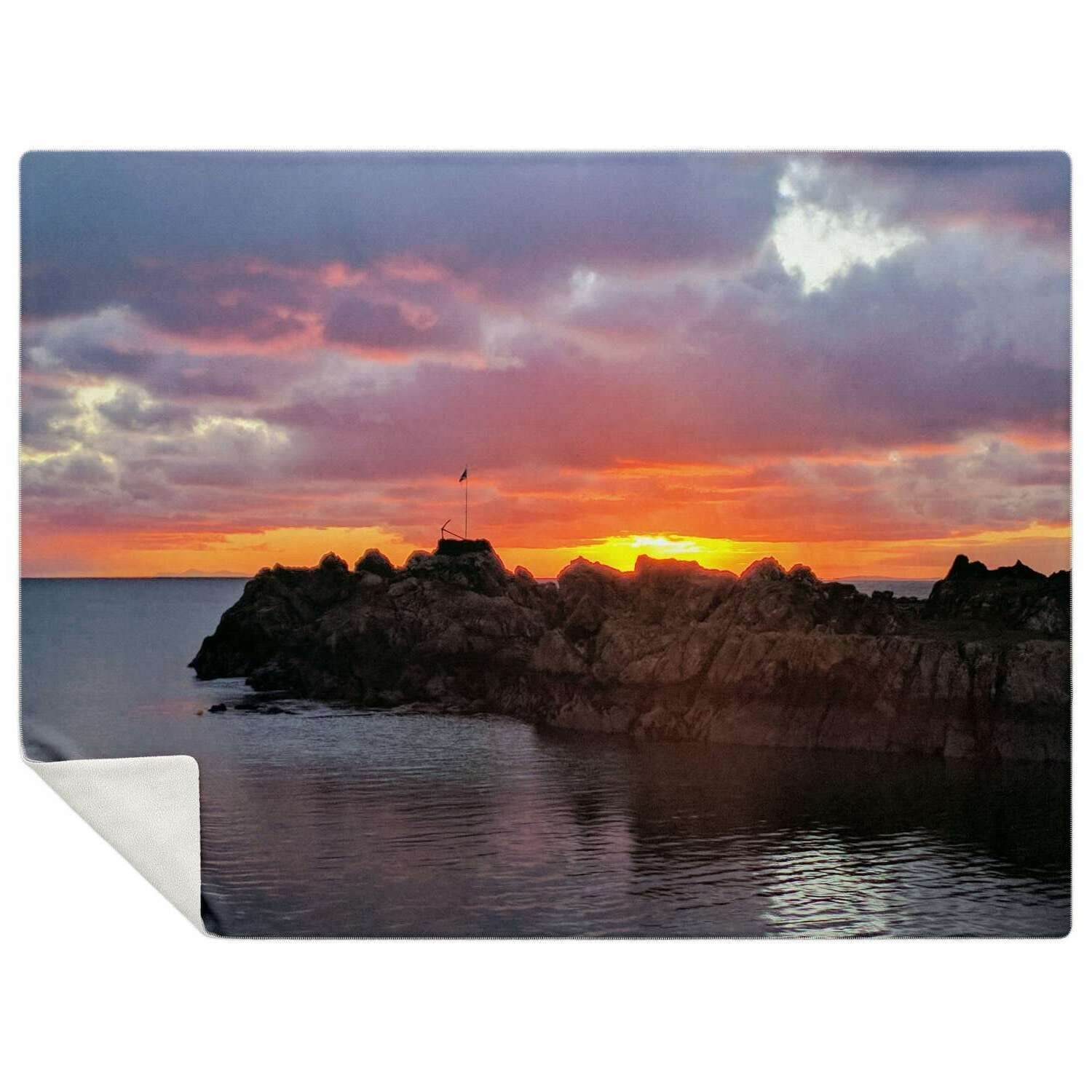 Microfleece-Blanket-Dorn-Rock-Sunset-Portpatrick-flat-flat_extralarge