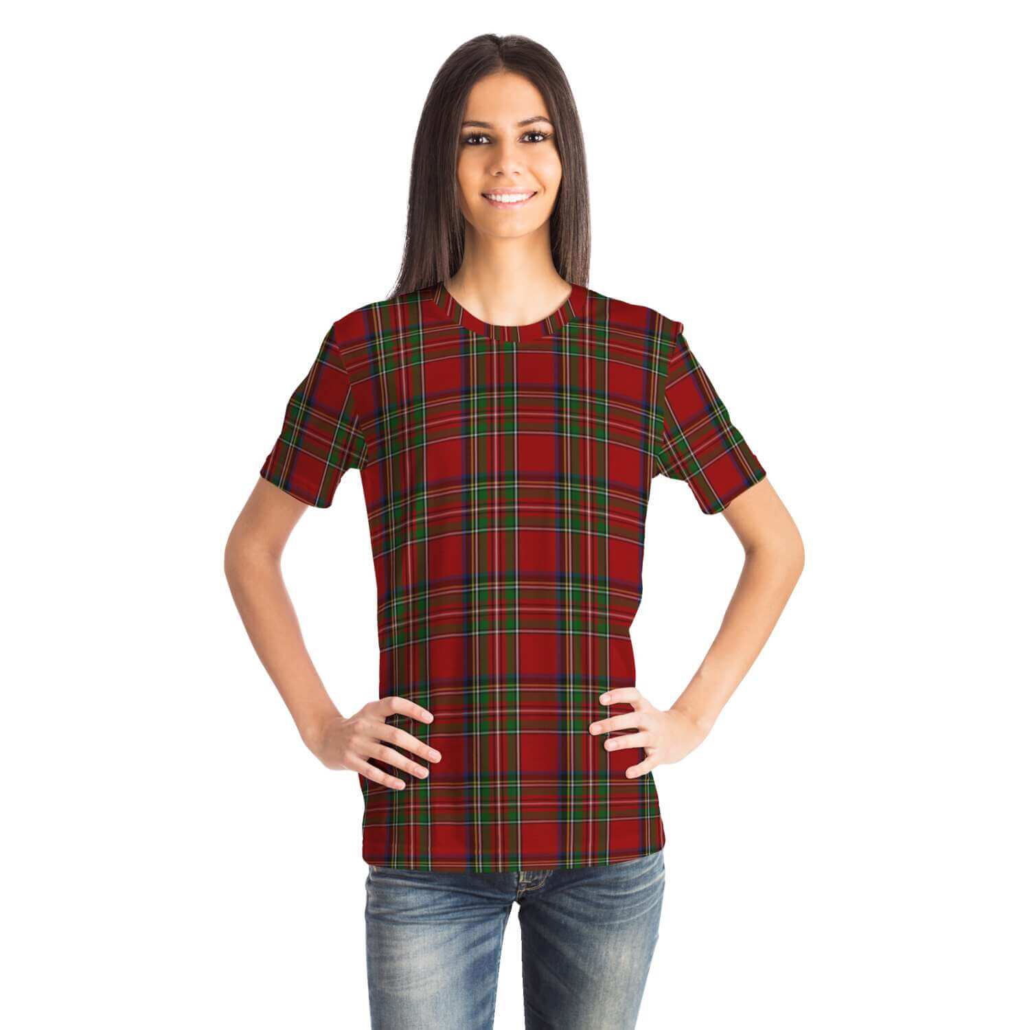 Royal-Stewart-Tartan-T-shirt-female-front1