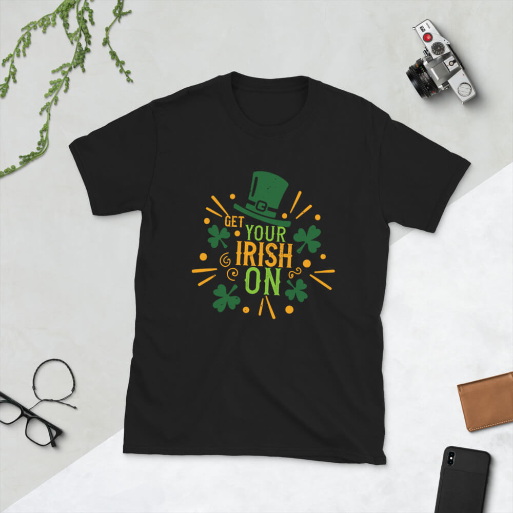 Get Your Irish On Top Hat gildan 64000 unisex-basic-softstyle-t-shirt-black-front