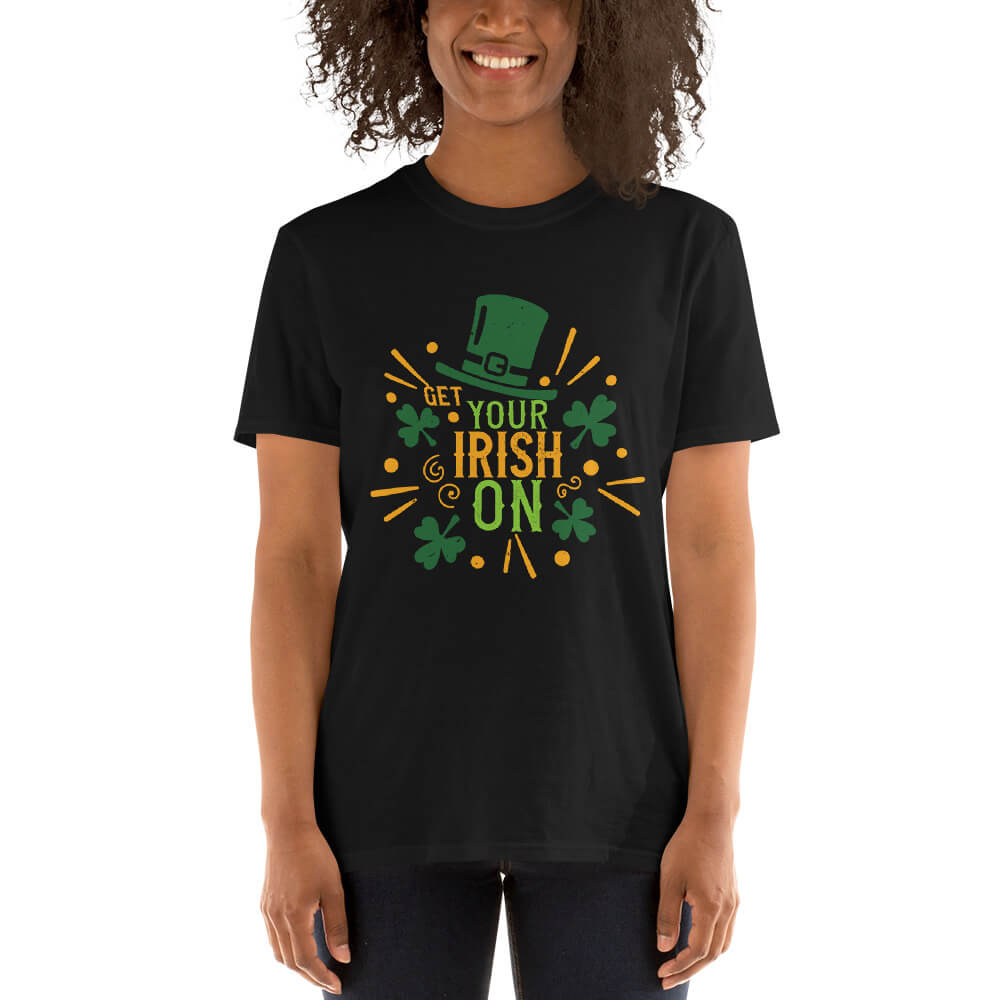 Get Your Irish On Top Hat gildan 64000 unisex-basic-softstyle-t-shirt-black-front