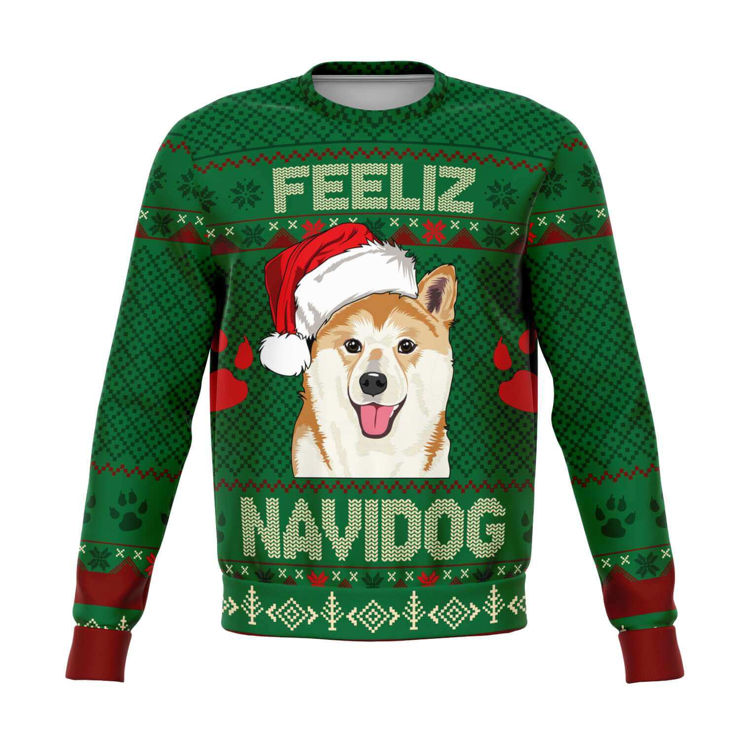 Shiba-Inu-Feeliz-Navidog-Athletic-Fashion-sweatshirt