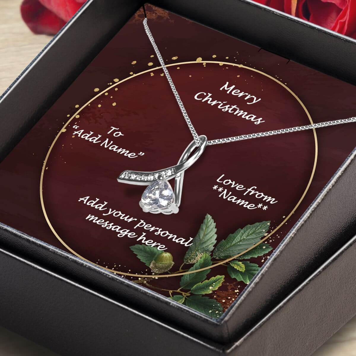 BIG-On-Jewellery-Necklace-Angled-close-up-Enchanting-Ribbon-Merry-Xmas-personal-message-1