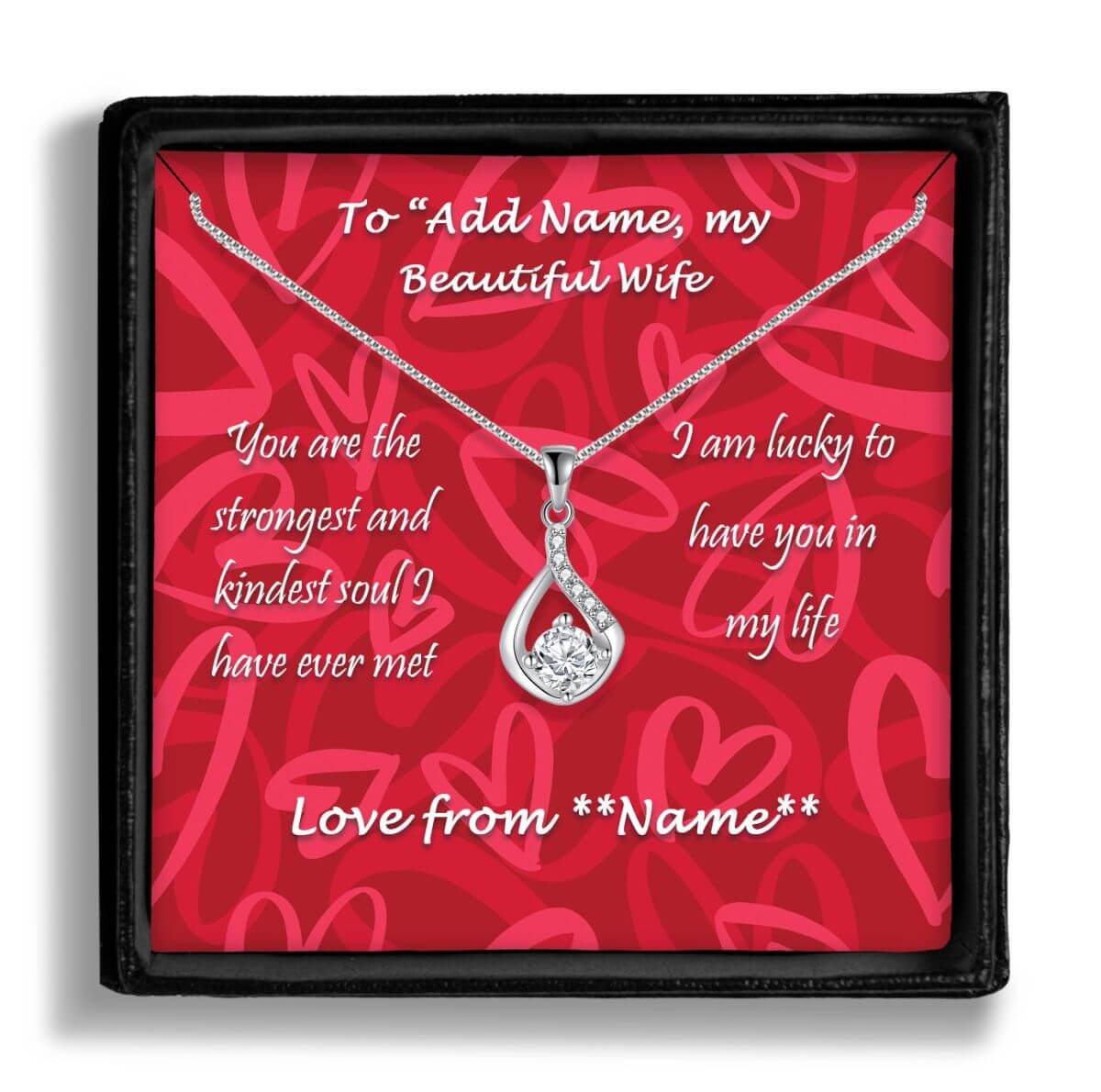 Necklace-Box-Love-Drop-Beautiful-Wife-personalised - BIG ON Jewellery, BIG ON Necklaces