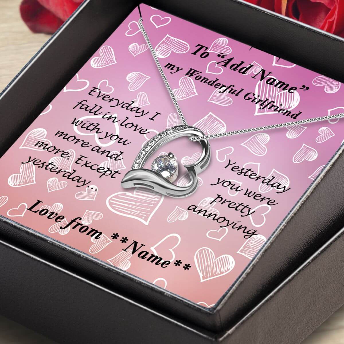 Necklace-Box-angled-close-up-Eternal-Heart-Wonderful-Girlfriend-personalised-BIG-ON-Jewellery-BIG-ON-Necklaces