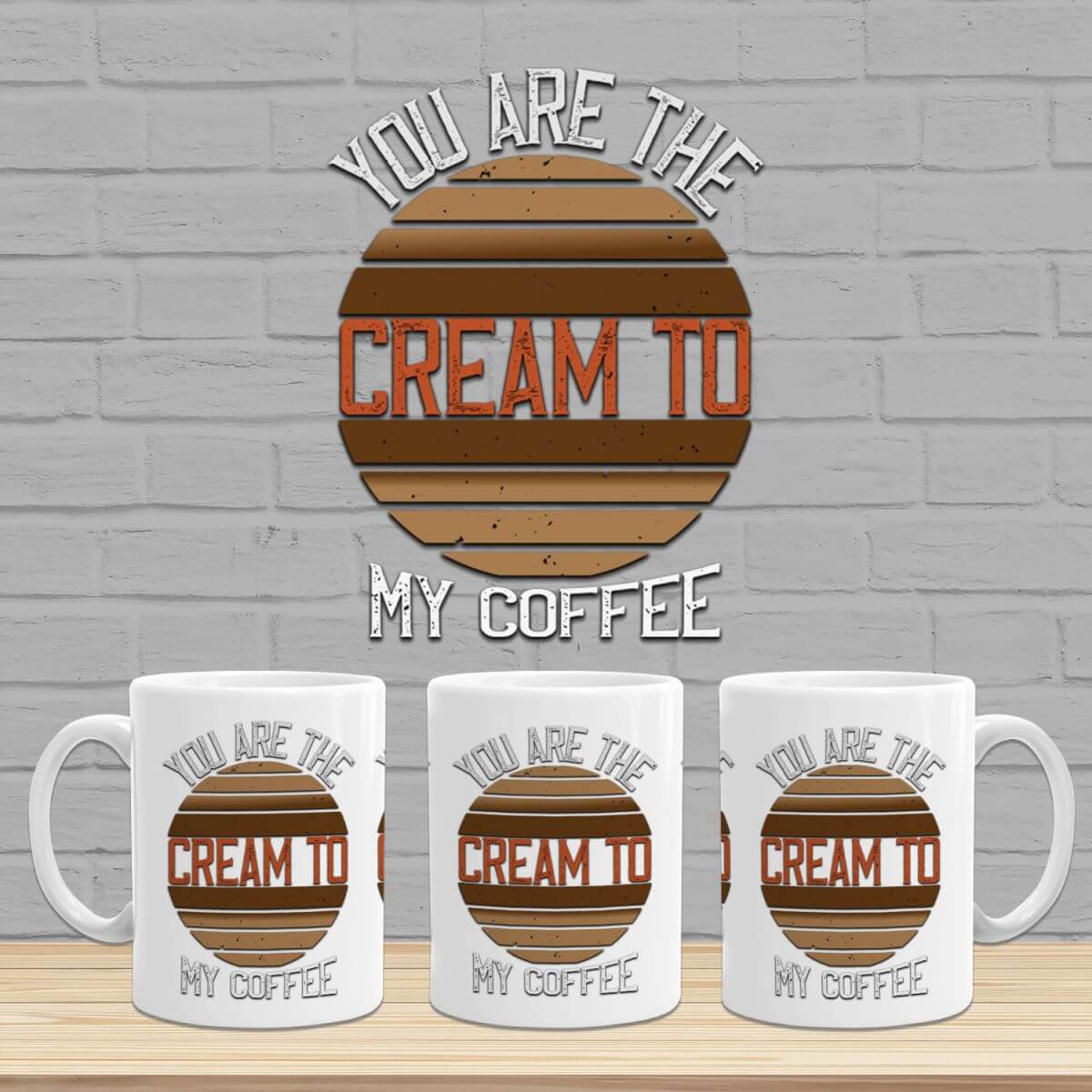 11oz-White-Ceramic-Mug-Cream-to-my-coffee-3side-view-grey-brick-bgnd