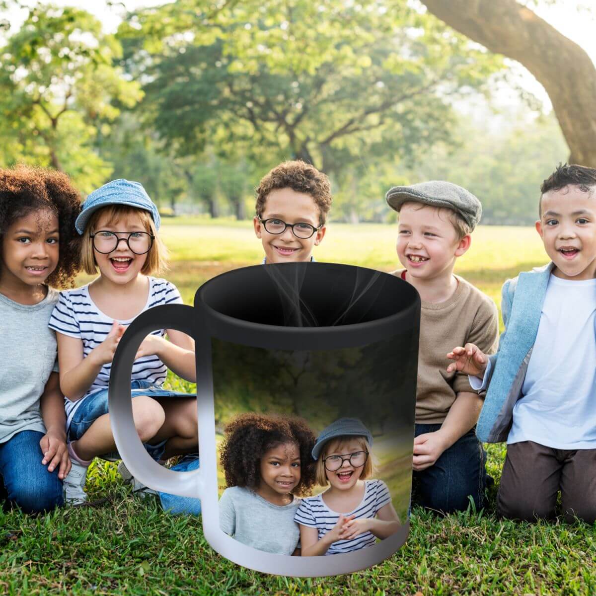 Colour-changing-ceramic-mug-personalised-kids-in-park