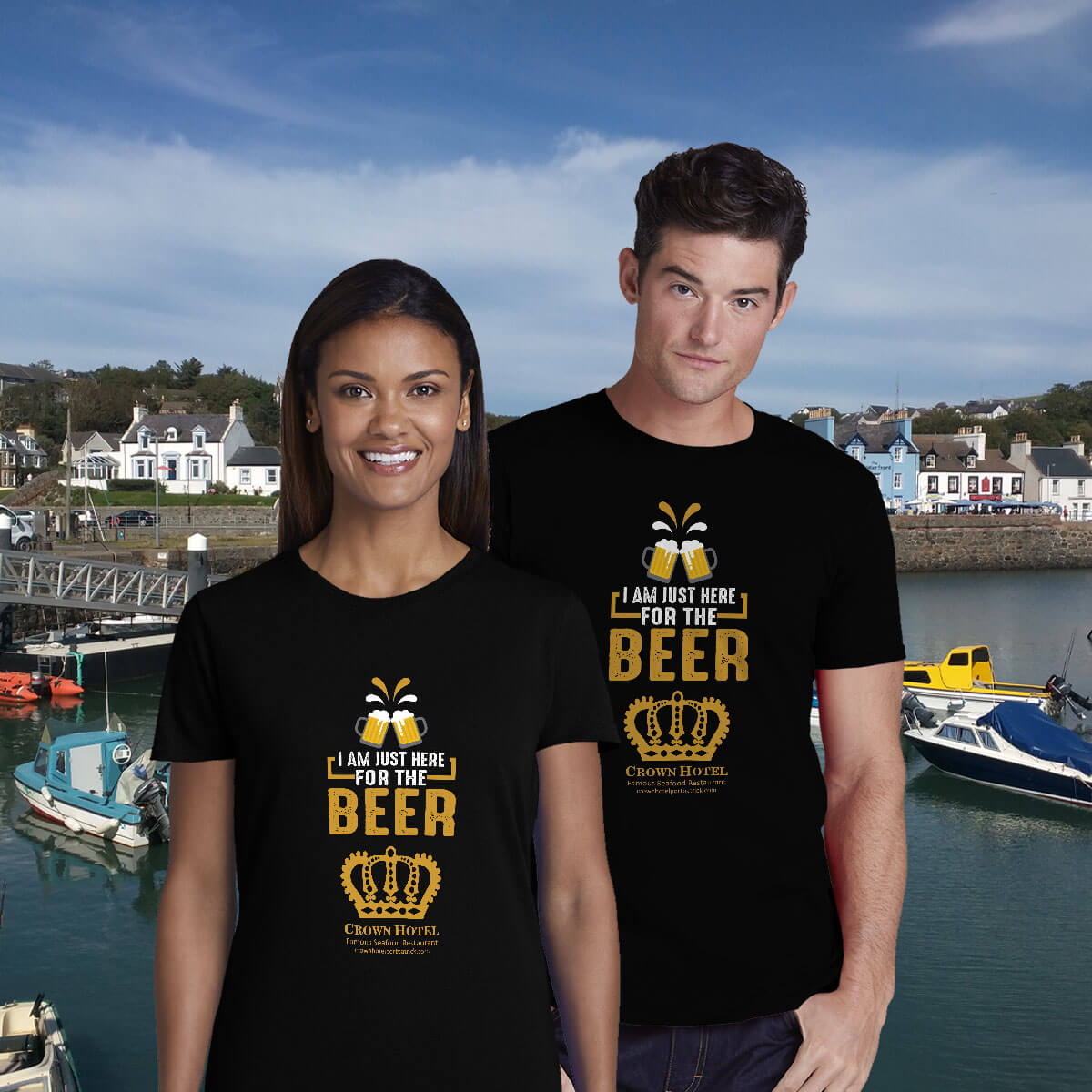 Im-just-here-for-the-beer-Crown-Hotel-Portpatrick-Gildan6400-Beer-T-Shirt-with-bgnd-couple