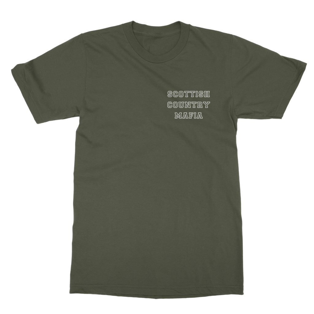 Scottish-Country-Mafia-College Logo-Classic-Adult-T-Shirt front army green