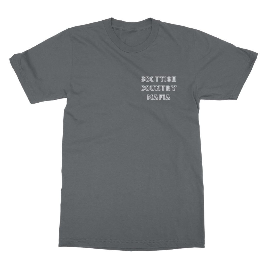 Scottish-Country-Mafia-College Logo-Classic-Adult-T-Shirt front Dark Grey