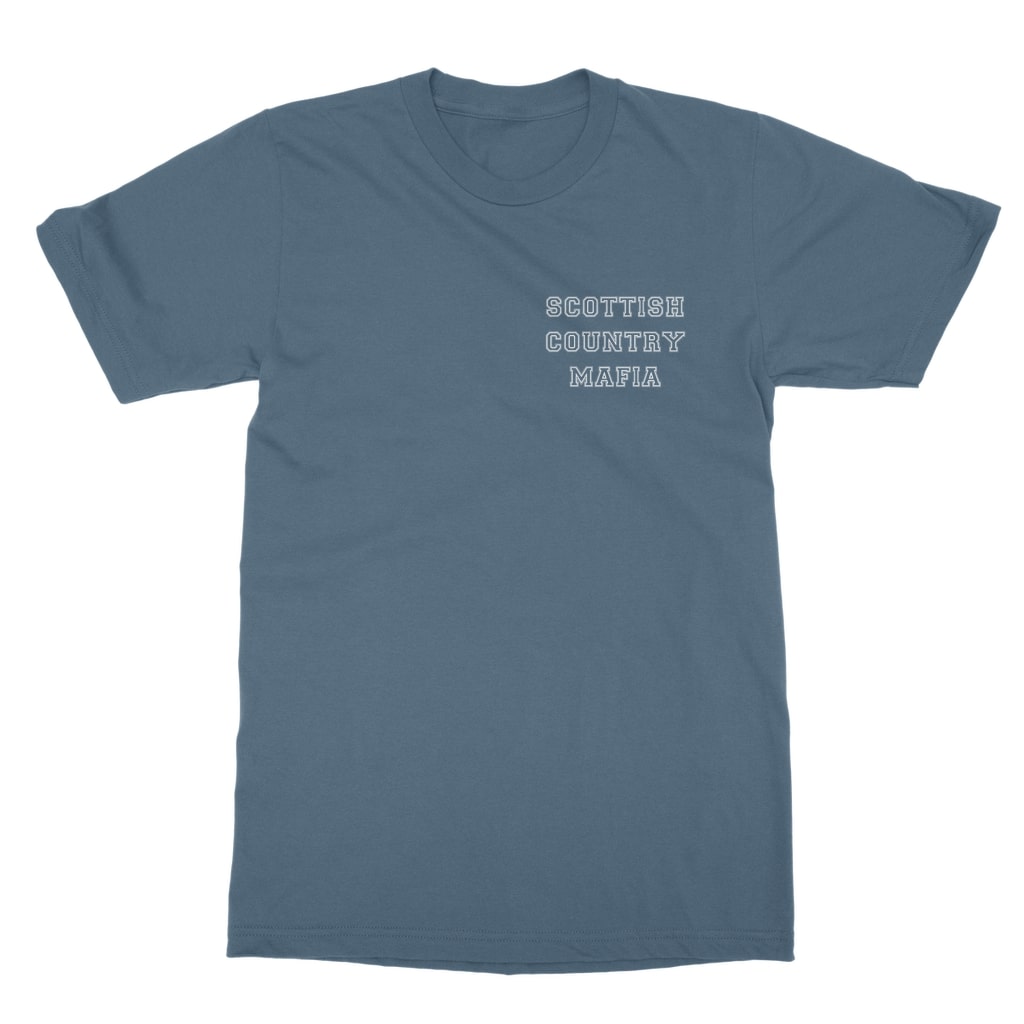 Scottish-Country-Mafia-College Logo-Classic-Adult-T-Shirt front indigo blue