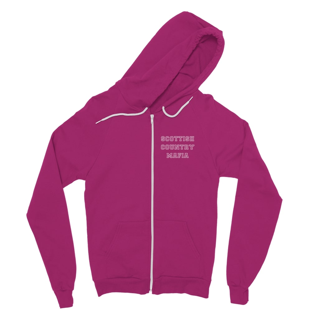 Scottish Country Mafia Classic Adult Zip Hoodie College front - hotpink