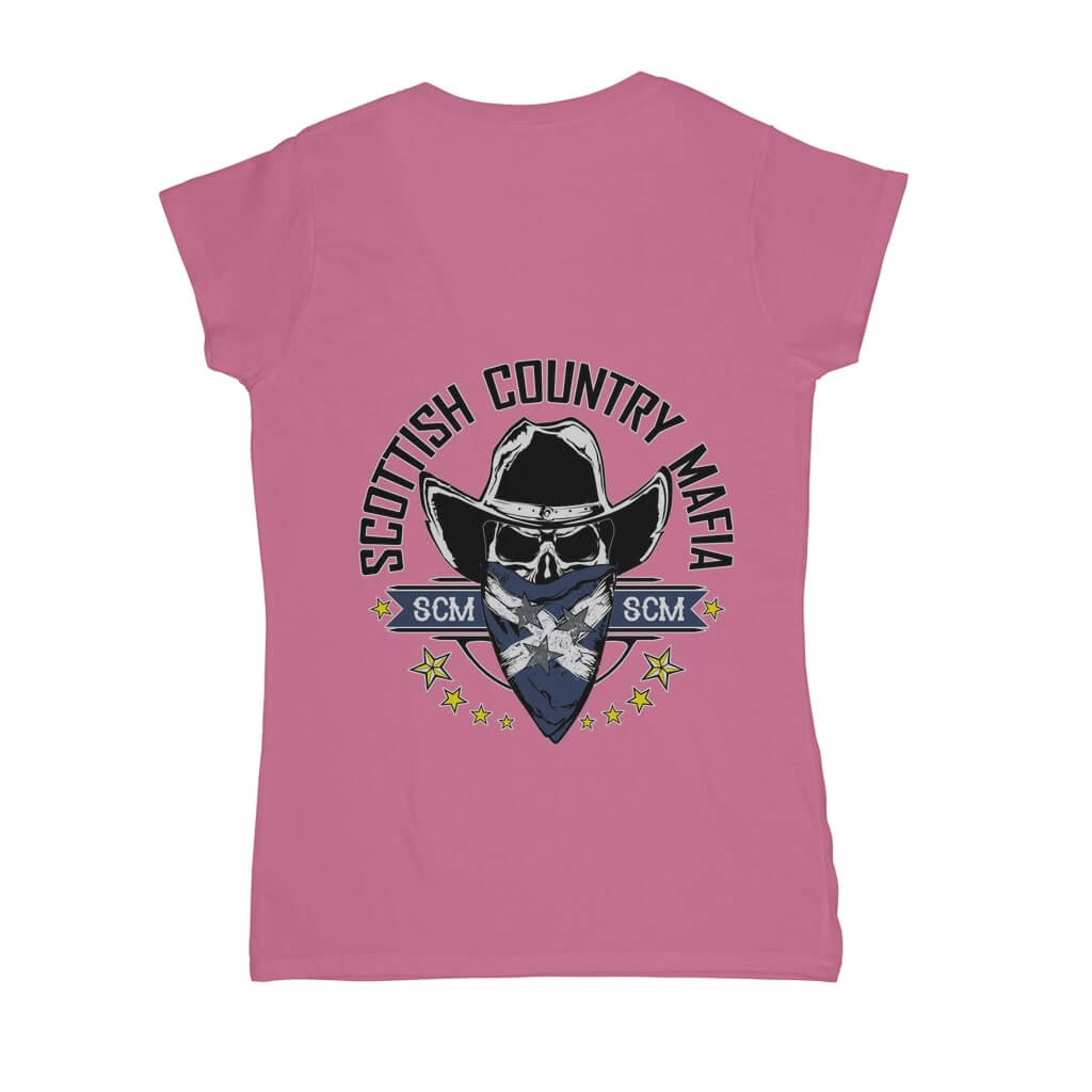New-SCM-Logo-Classic-Womens-V-Neck-T-Shirt-Back-Design-Light-Pink